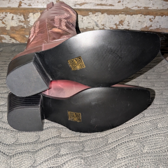 Women's Pink Metallic Cowboy Boots Size 8 - Picture 8 of 8